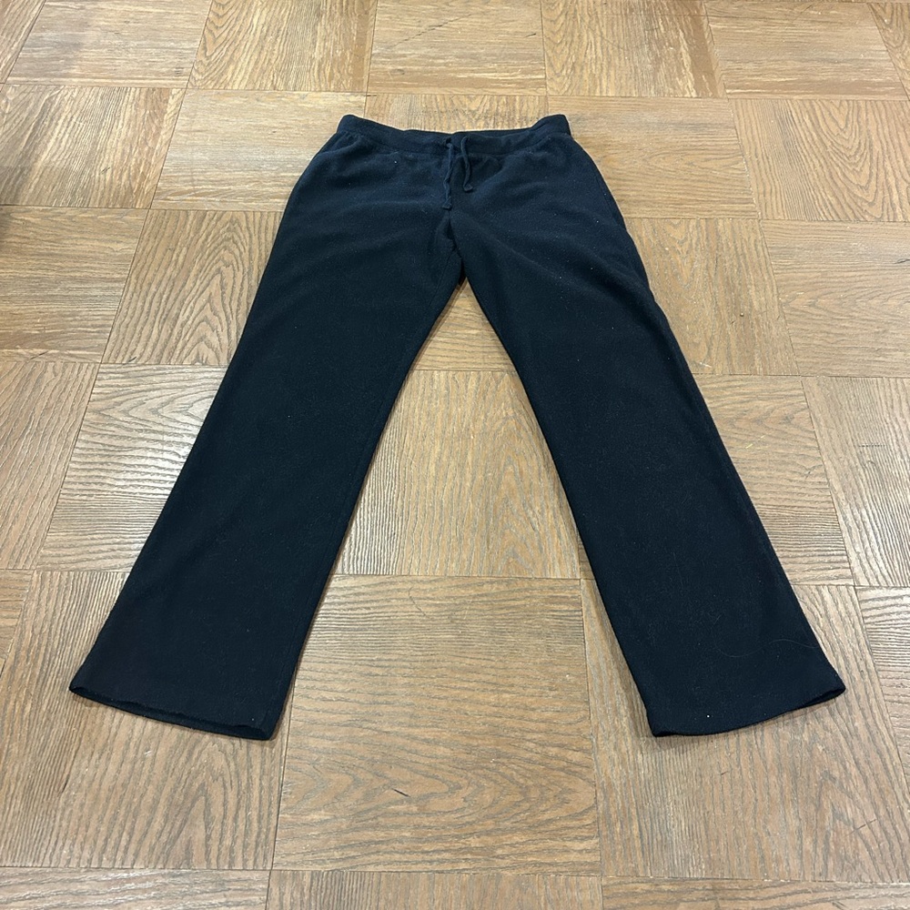 Soft black drawstring straight leg pajama pants